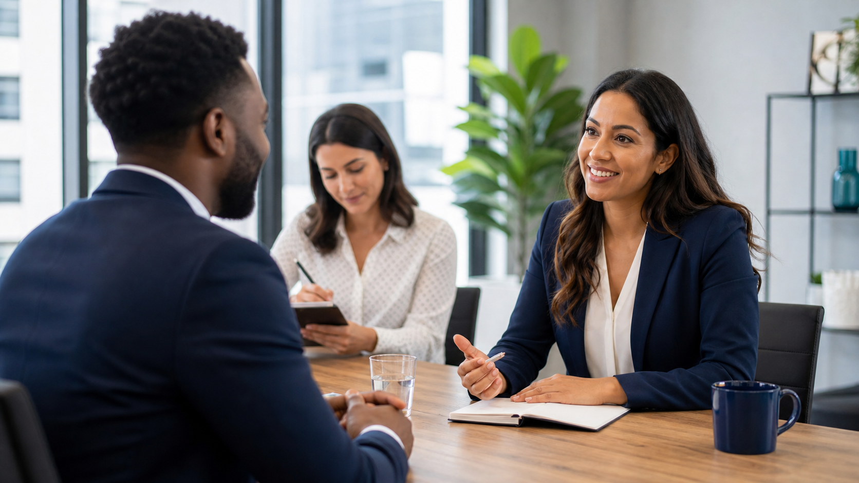 Recruiter interviewing a candidate in a modern office